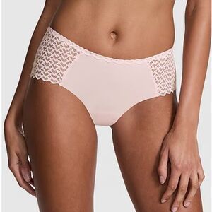 NWT PINK Victoria’s Secret Heart Cheeky Lace Panty. Small.  Angel Pink color.